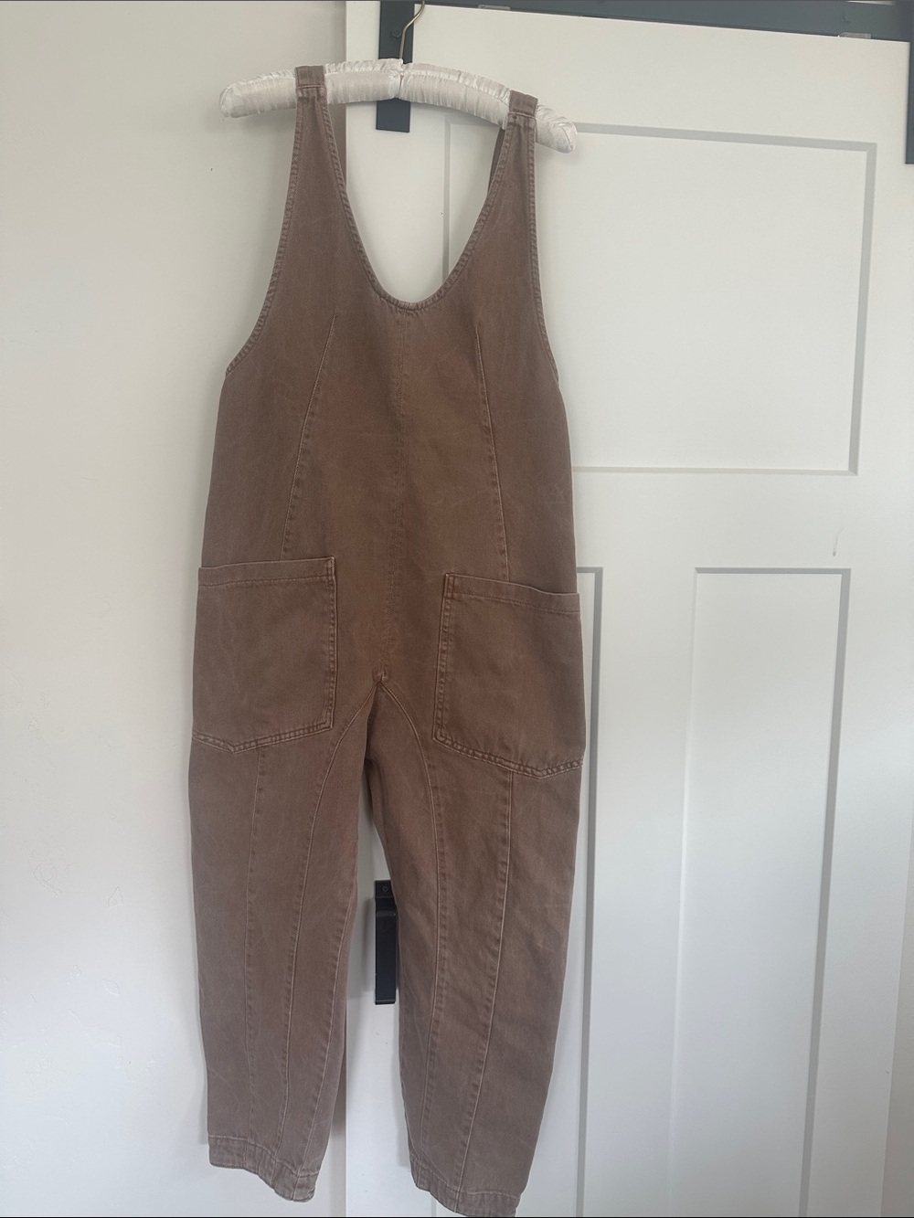 We The Free High Roller Denim overalls Taupe